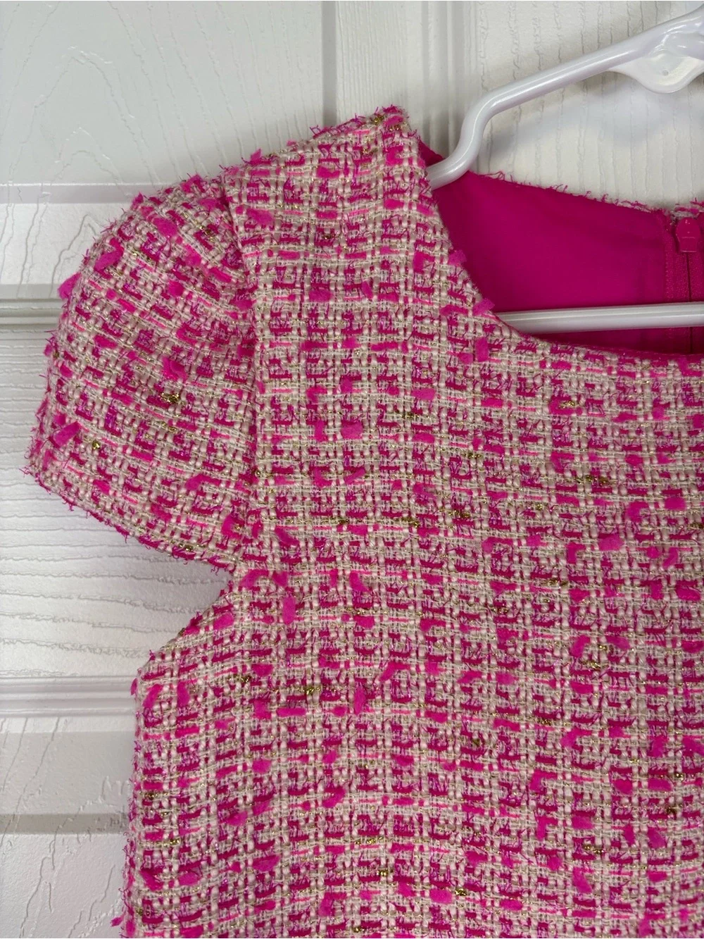 Lilly Pulitzer little Lilly shift girls pink palms fantasy tweed dress sz 5